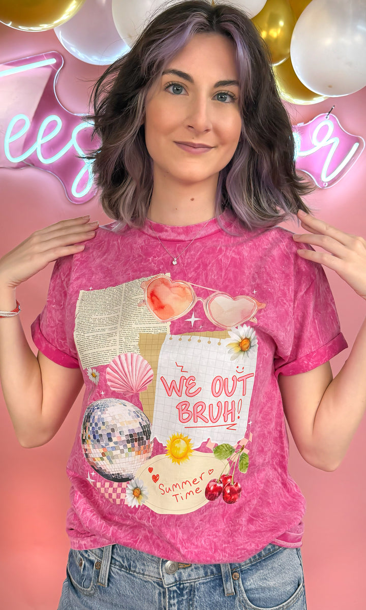 We Out Bruh Scrapbook Mineral Washed T-Shirt