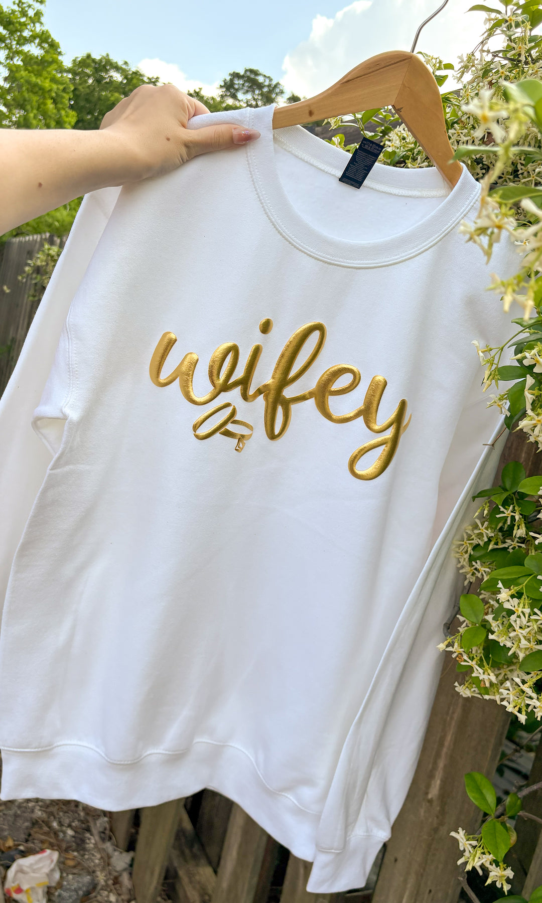 Wifey Gold Metalic Puff Graphic Sweatshirt