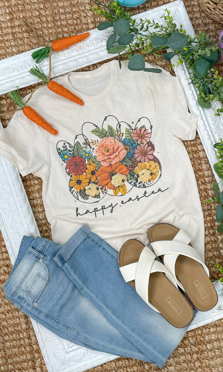 Yarn Flower Easter Bunnies Graphic T-Shirt