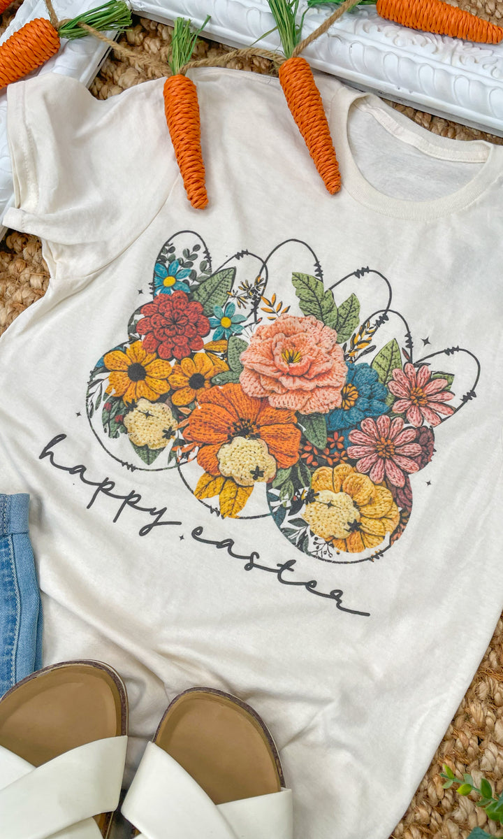 Yarn Flower Easter Bunnies Graphic T-Shirt