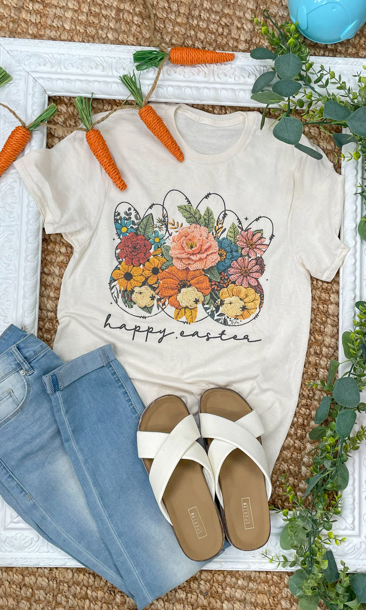 Yarn Flower Easter Bunnies Graphic T-Shirt