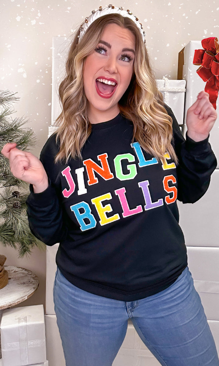 Soft Chenille Jingle Bells Graphic Long Sleeve T-Shirt