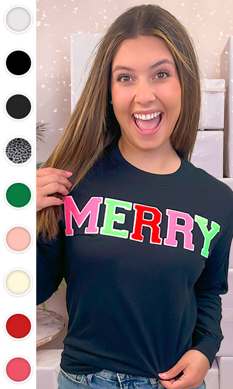 Soft Chenille Merry Graphic Long Sleeve T-Shirt
