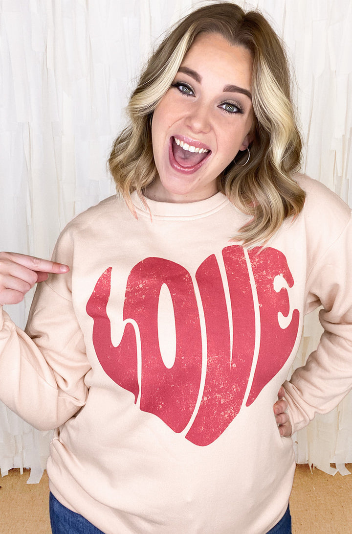 Love Heart Distress Sweatshirt