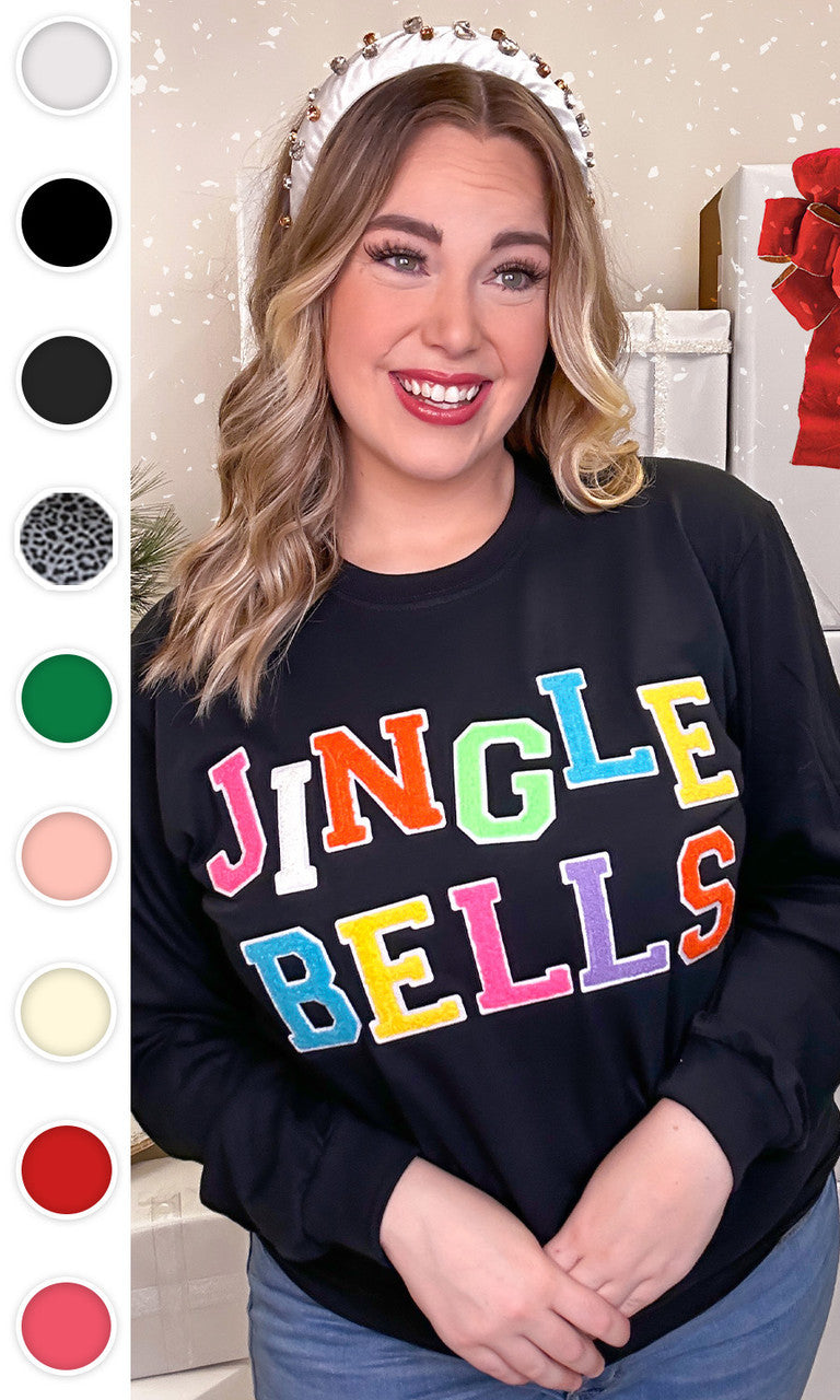 Soft Chenille Jingle Bells Graphic Long Sleeve T-Shirt