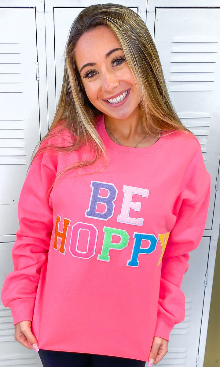 Soft Chenille Be Hoppy Easter Adult Sweatshirt