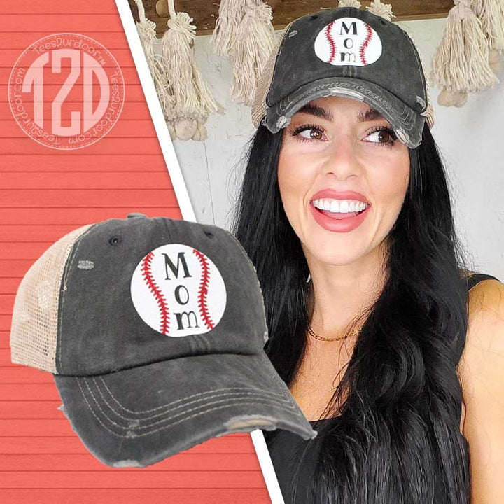 Vintage Glitter Sport Hat Mom Baseball