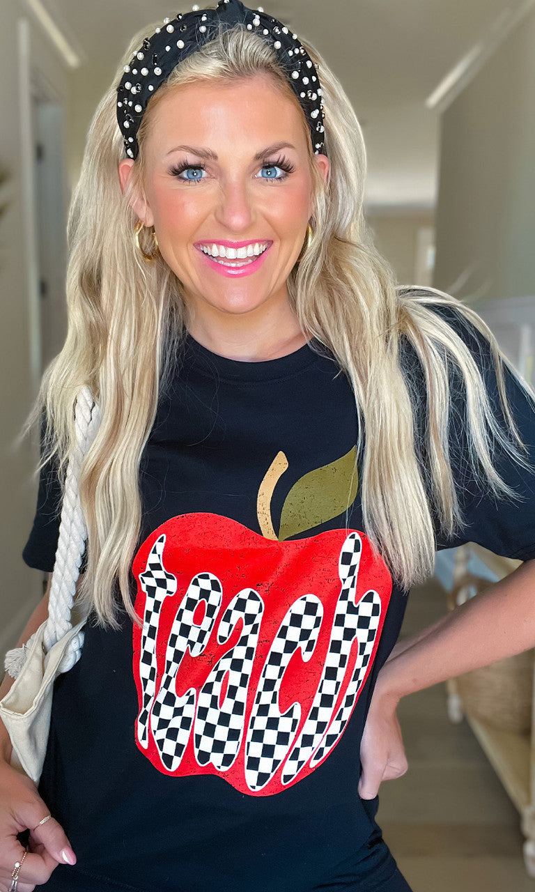 Checkerboard Teach Graphic T-Shirt
