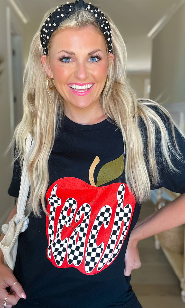 Checkerboard Teach Graphic T-Shirt