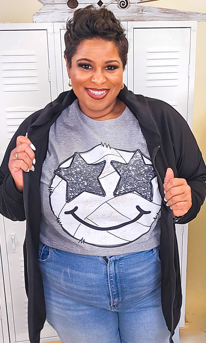 Volleyball Star Smiley Graphic T-Shirt
