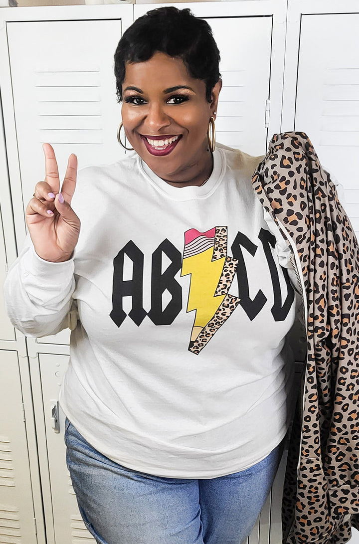 Teacher ABCD Pencil Lightning Bolt Sweatshirt