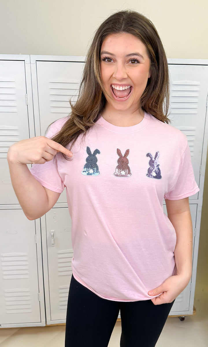 Sparkle Trendy Bunnies Adult T-Shirt