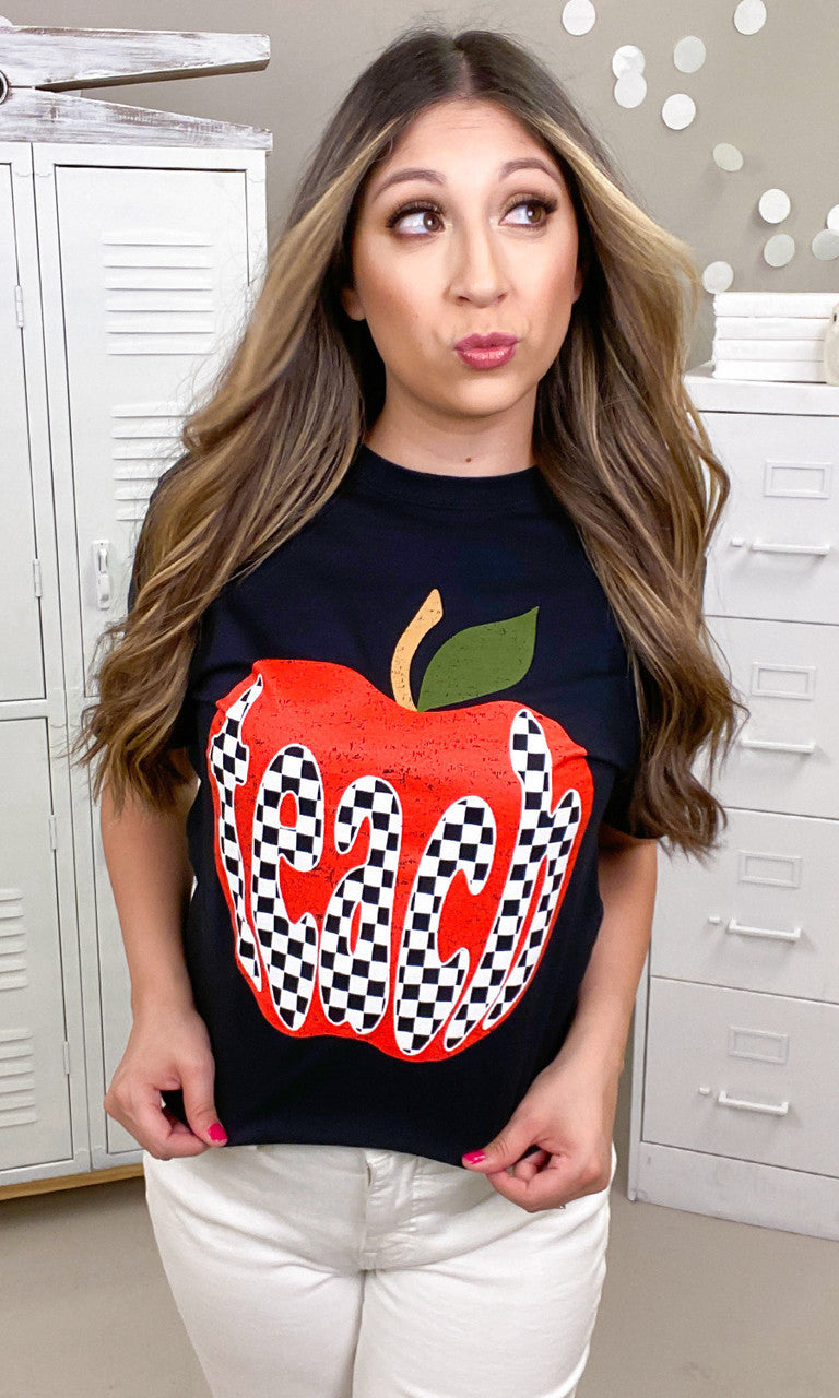 Checkerboard Teach Graphic T-Shirt