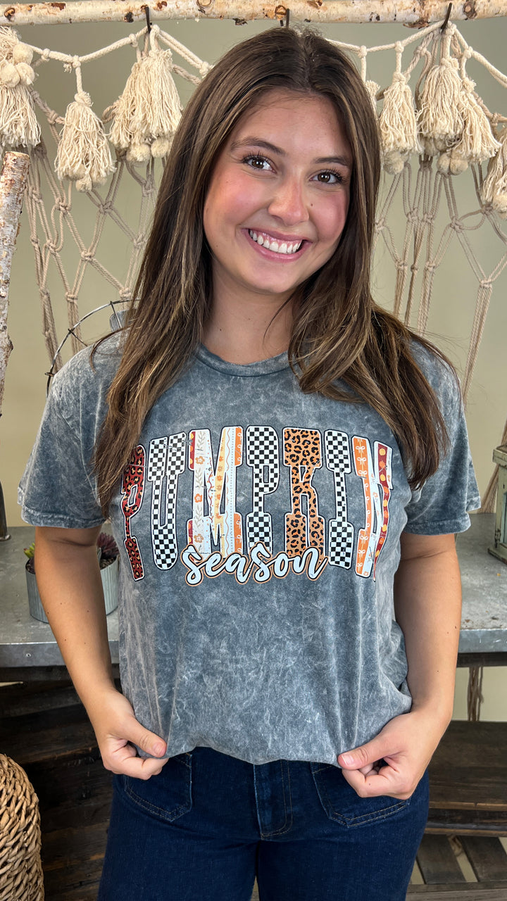 Pumpkin Season Halloween Mineral Washed Graphic Shirt