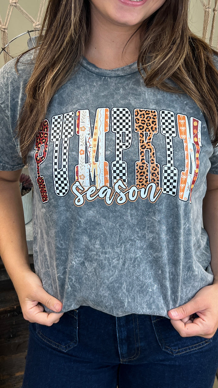 Pumpkin Season Halloween Mineral Washed Graphic Shirt