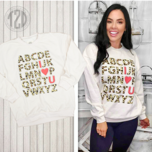 I Love You Leopard Alphabet Teacher Sweatshirt