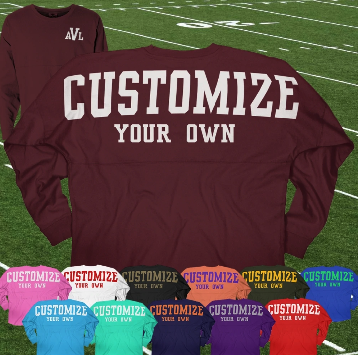 long sleeve solid color t shirt with customize your own on it