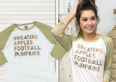 Sweaters, Apples, Football, and Pumpkins Raglan