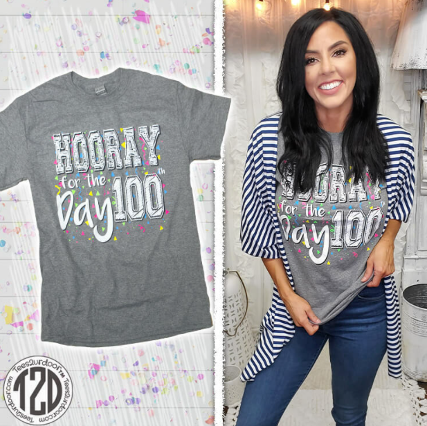 Hooray for the 100th Day Grey T-Shirt