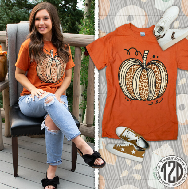 Sassy Autumn Leopard Pumpkin T-Shirt